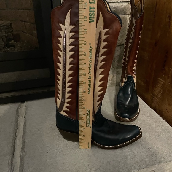 Brown and Navy Custom Rios of Mercedes Cowboy Boots - Picture 6 of 6